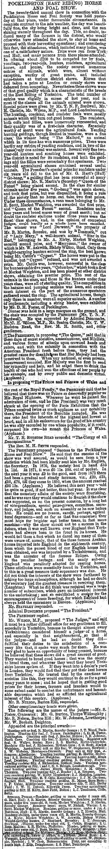 1881 Pocklington Horse & Foal Show